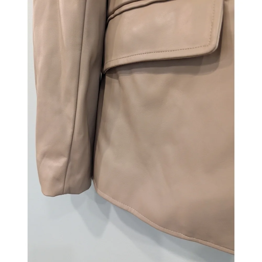 Evereve Tan West Bank Faux Leather Blazer Size Large